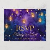 Mystic Marrakesh Night Lanterns Wedding RSVP Postkarte (Vorderseite)