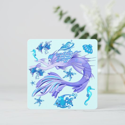 Mystic Mermaid Fairy Lila Creature Keramik Tile (Stehend Vorderseite)
