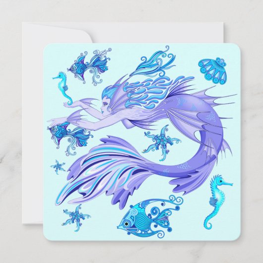 Mystic Mermaid Fairy Lila Creature Keramik Tile (Vorderseite)