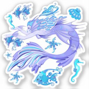 Mystic Mermaid Fairy Lila Creature Keramik Tile Aufkleber