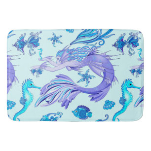 Mystic Mermaid Fairy Lila Creature Keramik Tile Badematte
