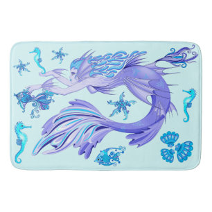 Mystic Mermaid Fairy Lila Creature Keramik Tile Badematte