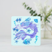 Mystic Mermaid Fairy Lila Creature Keramik Tile Einladung (Stehend Vorderseite)