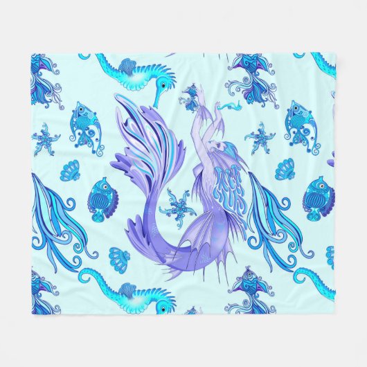 Mystic Mermaid Fairy Lila Creature Keramik Tile Fleecedecke (Vorderseite (Horizontal))