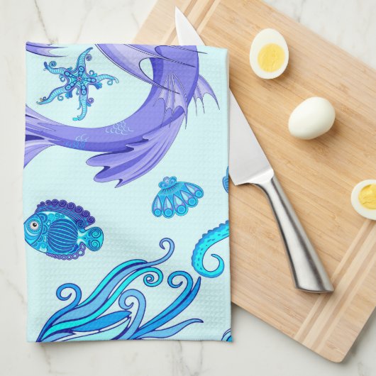 Mystic Mermaid Fairy Lila Creature Keramik Tile Geschirrtuch (Viertel Falte)