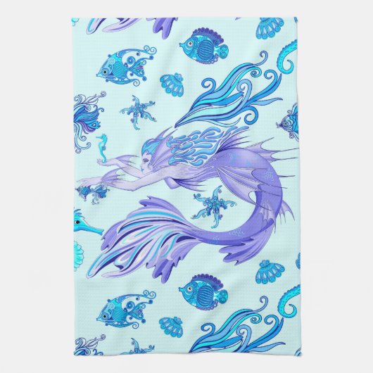 Mystic Mermaid Fairy Lila Creature Keramik Tile Geschirrtuch (Vertikal)
