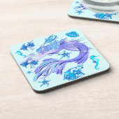 Mystic Mermaid Fairy Lila Creature Keramik Tile Getränkeuntersetzer (Linke Seite)