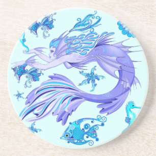Mystic Mermaid Fairy Lila Creature Keramik Tile Getränkeuntersetzer