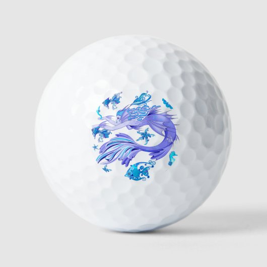 Mystic Mermaid Fairy Lila Creature Keramik Tile Golfball (Vorderseite)