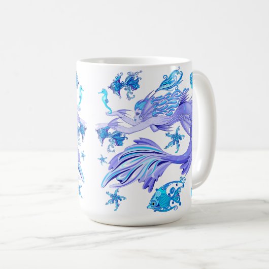 Mystic Mermaid Fairy Lila Creature Keramik Tile Kaffeetasse (VorderseiteRechts)