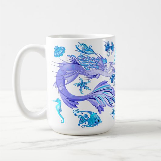 Mystic Mermaid Fairy Lila Creature Keramik Tile Kaffeetasse (Links)