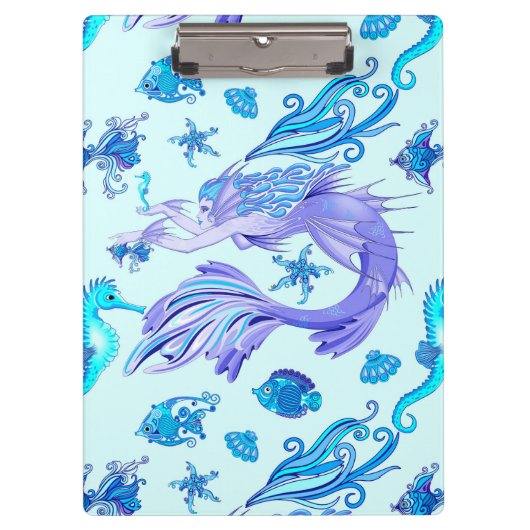 Mystic Mermaid Fairy Lila Creature Keramik Tile Klemmbrett (Vorderseite)