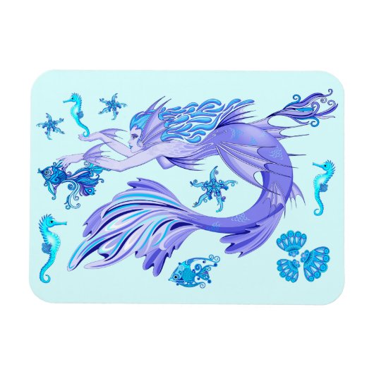 Mystic Mermaid Fairy Lila Creature Keramik Tile Magnet (Horizontal)