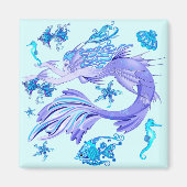 Mystic Mermaid Fairy Lila Creature Keramik Tile Magnet (Vorne)