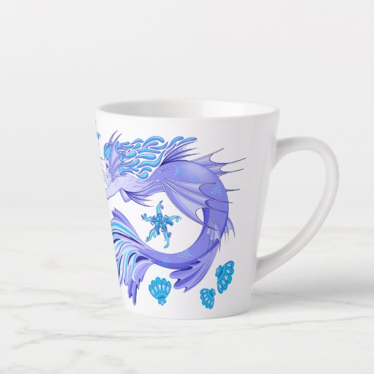 Mystic Mermaid Fairy Lila Creature Keramik Tile Milchtasse (Rechts)