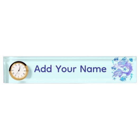 Mystic Mermaid Fairy Lila Creature Keramik Tile Namensplakette (Vorderseite)
