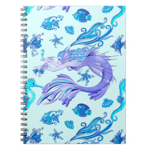 Mystic Mermaid Fairy Lila Creature Keramik Tile Notizblock