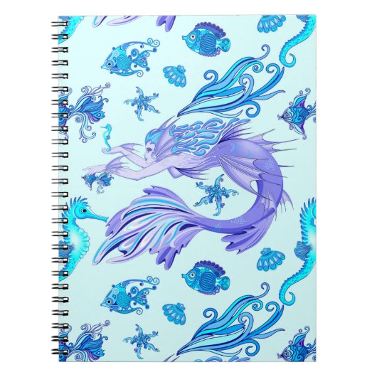 Mystic Mermaid Fairy Lila Creature Keramik Tile Notizblock (Vorderseite)