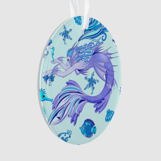Mystic Mermaid Fairy Lila Creature Keramik Tile Ornament (Vorderseite)