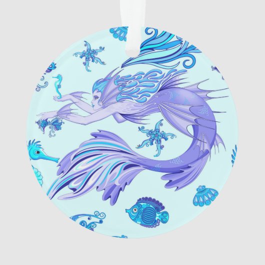 Mystic Mermaid Fairy Lila Creature Keramik Tile Ornament (Rückseite)