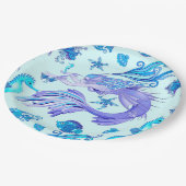 Mystic Mermaid Fairy Lila Creature Keramik Tile Pappteller (Schrägansicht)