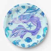 Mystic Mermaid Fairy Lila Creature Keramik Tile Pappteller (Vorderseite)