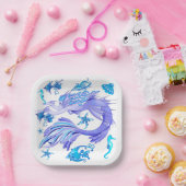 Mystic Mermaid Fairy Lila Creature Keramik Tile Pappteller (Party)