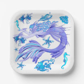 Mystic Mermaid Fairy Lila Creature Keramik Tile Pappteller (Vorderseite)