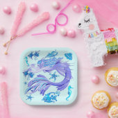 Mystic Mermaid Fairy Lila Creature Keramik Tile Pappteller (Party)