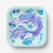 Mystic Mermaid Fairy Lila Creature Keramik Tile Pappteller (Vorderseite)