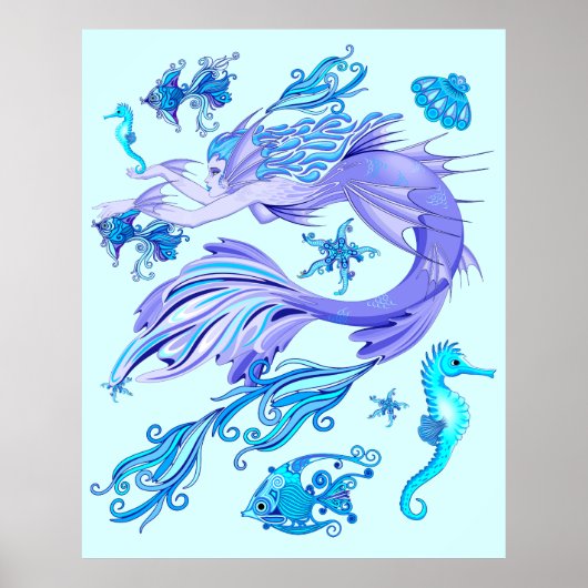 Mystic Mermaid Fairy Lila Creature Keramik Tile Poster (Vorne)