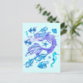 Mystic Mermaid Fairy Lila Creature Keramik Tile Postkarte (Stehend Vorderseite)