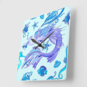 Mystic Mermaid Fairy Lila Creature Keramik Tile Quadratische Wanduhr (Winkel)