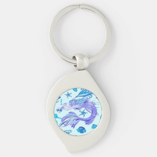 Mystic Mermaid Fairy Lila Creature Keramik Tile Schlüsselanhänger (Vorderseite)