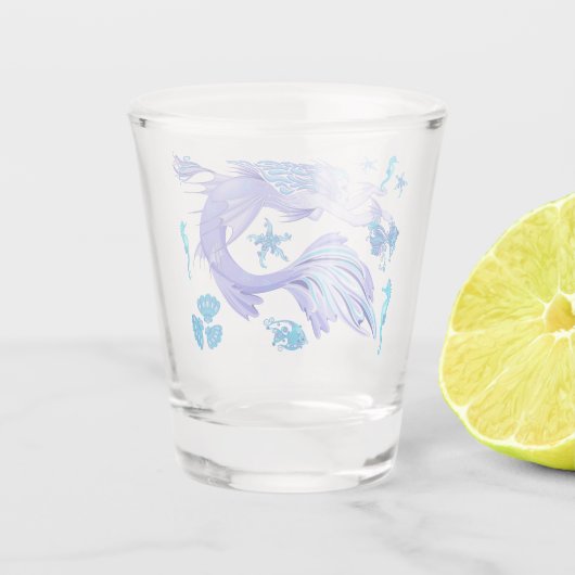 Mystic Mermaid Fairy Lila Creature Keramik Tile Schnapsglas (Rückseite)