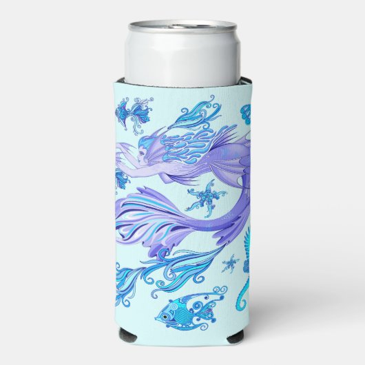 Mystic Mermaid Fairy Lila Creature Keramik Tile Selters Dosenkühler (Seltzer Vorderseite)