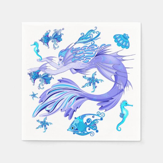 Mystic Mermaid Fairy Lila Creature Keramik Tile Serviette (Vorderseite)