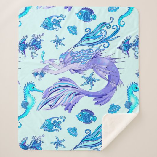 Mystic Mermaid Fairy Lila Creature Keramik Tile Sherpadecke (Vorderseite)