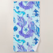 Mystic Mermaid Fairy Lila Creature Keramik Tile Strandtuch (Vorderseite)