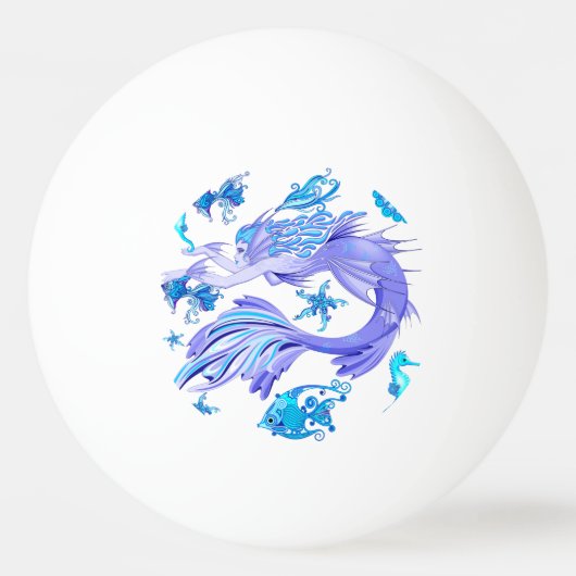 Mystic Mermaid Fairy Lila Creature Keramik Tile Tischtennisball (Vorderseite)