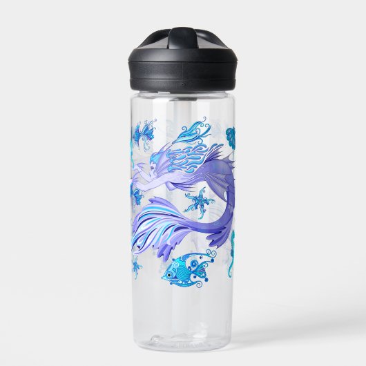 Mystic Mermaid Fairy Lila Creature Keramik Tile Trinkflasche (Vorderseite)