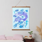 Mystic Mermaid Fairy Lila Creature Keramik Tile Wandteppich Mit Holzrahmen (Schlafzimmer)
