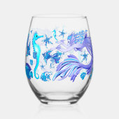 Mystic Mermaid Fairy Lila Creature Keramik Tile Weinglas Ohne Stiel (Rückseite)