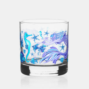 Mystic Mermaid Fairy Lila Creature Keramik Tile Whiskyglas