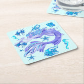 Mystic Mermaid Fairy Lila Creature Rechteckiger Pappuntersetzer (angewinkelt)