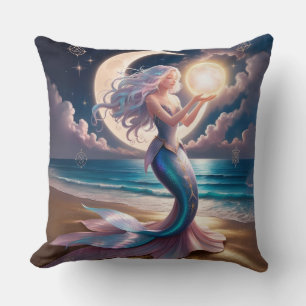Mystic Mermaid Throw Pillow - Celestie Fantasy Kissen