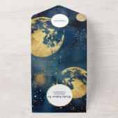 Mystic Midnight Blue und Gold Watercolor Wedding All In One Einladung (Außenbereich)