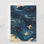 Mystic Midnight Blue und Gold Watercolor Wedding Einladung (Rückseite)