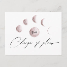 Mystic Moon Blush Pink Änderung der Pläne Hochzeit Postkarte