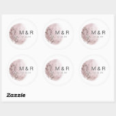 Mystic Moon Blush Pink Monogram Sticker (Blatt)